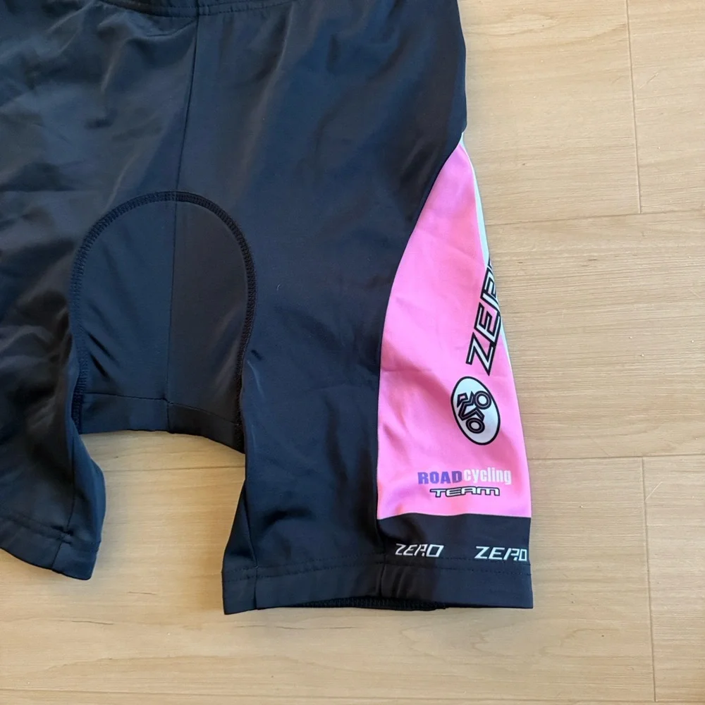 WOMENS BLACK AND PINK CYCLING BIKING ATHLETIC SHORTS SZ MED INDOOR CYCLING CLASS